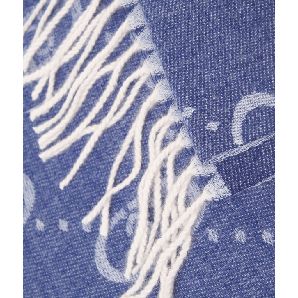 Stola con logo jacquard blu