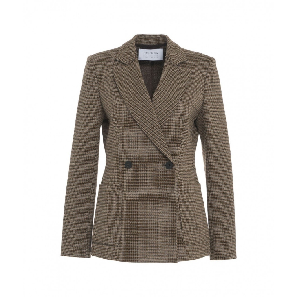 Blazer doppiopetto in pied-de-poule marrone