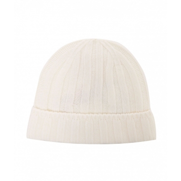 Cappello in maglia di cachemire crema