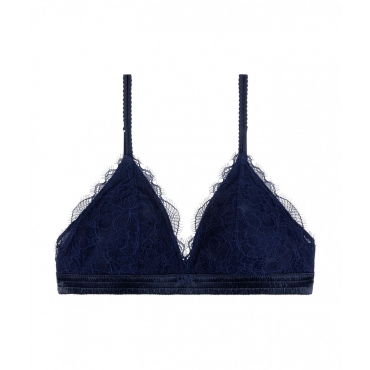 Bralette imbottita in pizzo Darling blu scuro