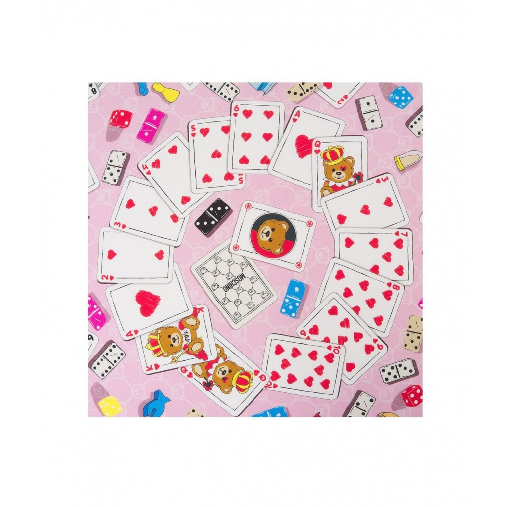 Foulard in seta con stampa logo rosa