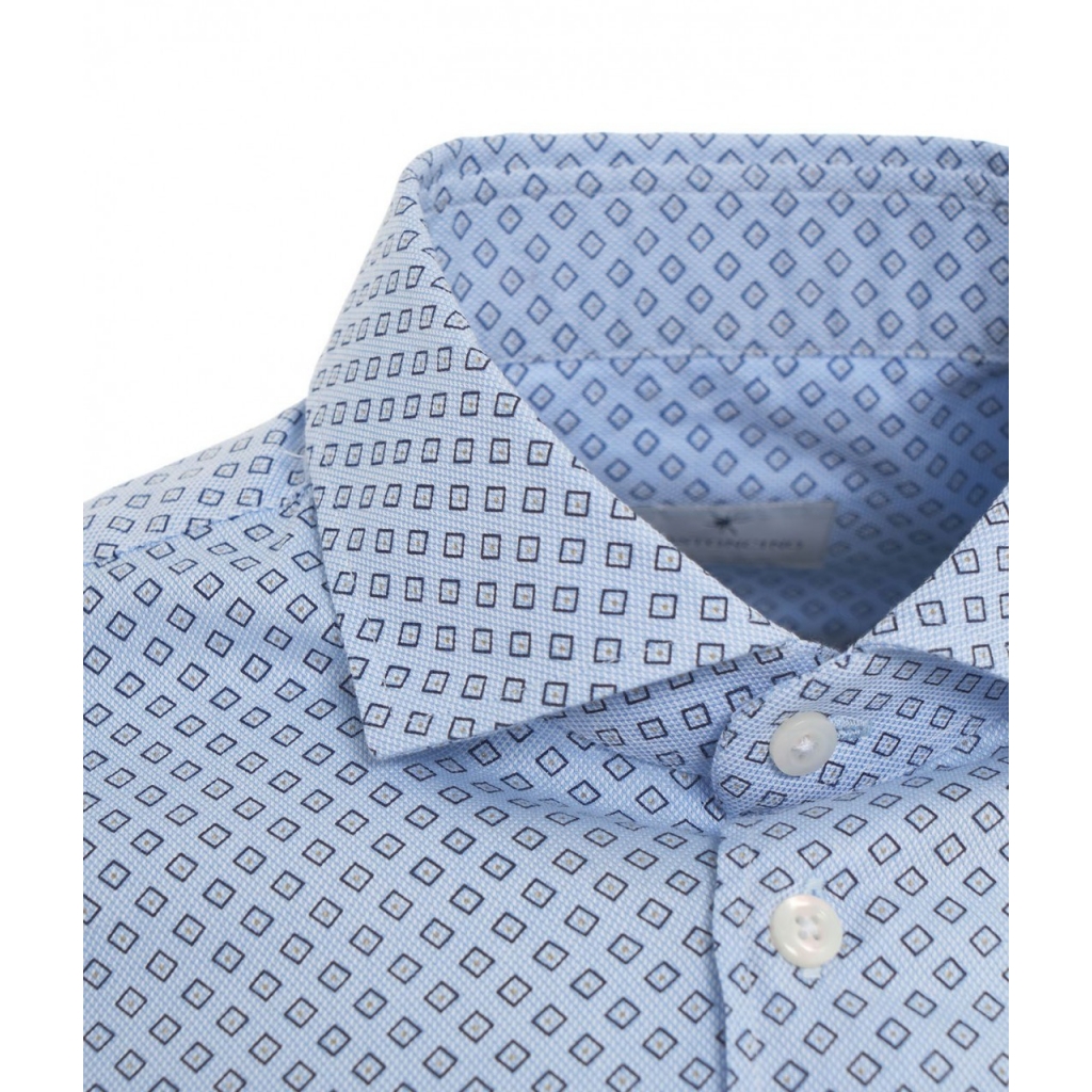 Camicia con stampa geometrica azzurro