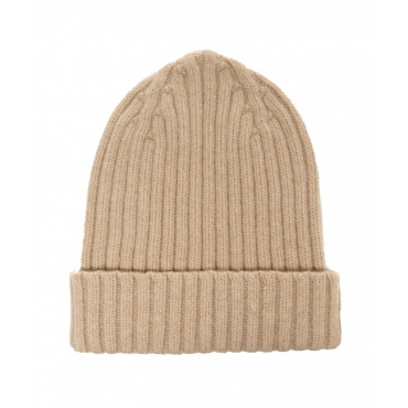 Strick Beanie in Wollgemisch Beige