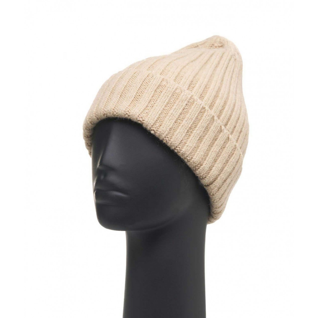 Strick Beanie in Wollgemisch Beige