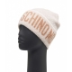 Mohair Strick Beanie mit Logo Beige