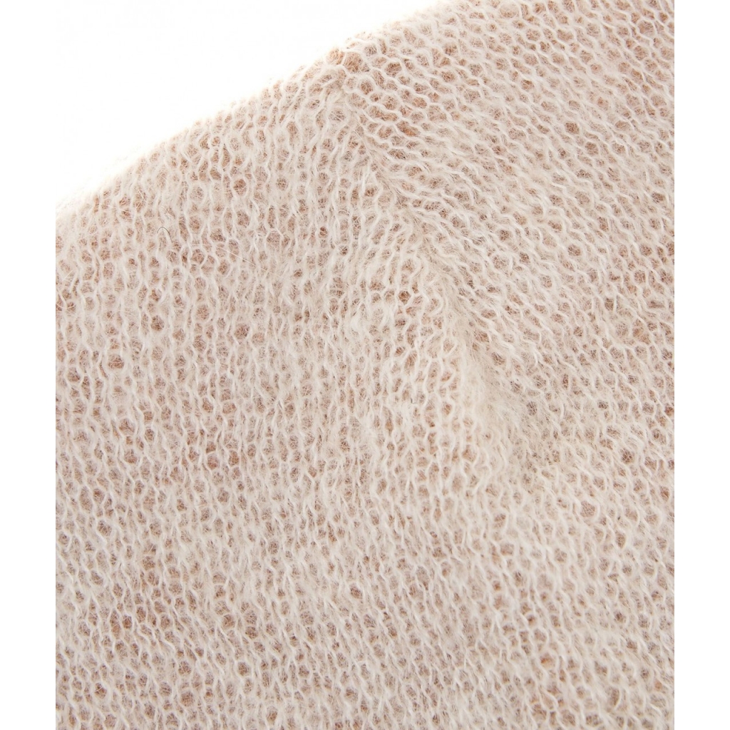 Mohair Strick Beanie mit Logo Beige