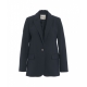 Blazer a un bottone in misto lana blu scuro