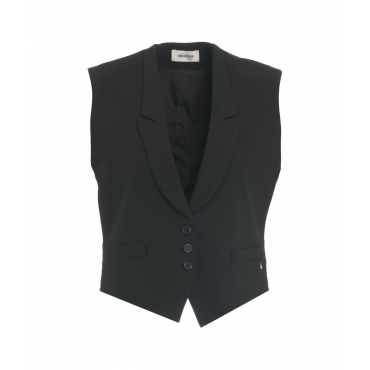 Gilet monopetto con revers nero