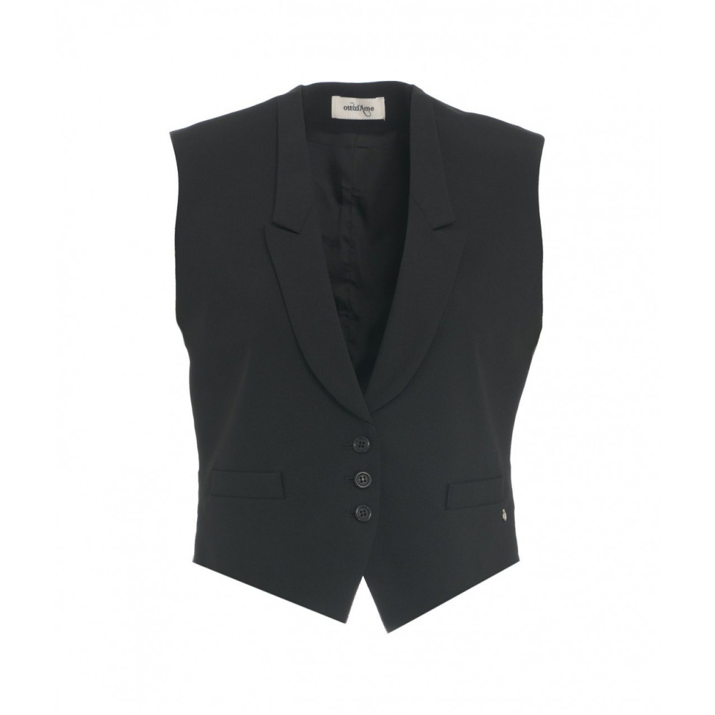 Gilet monopetto con revers nero