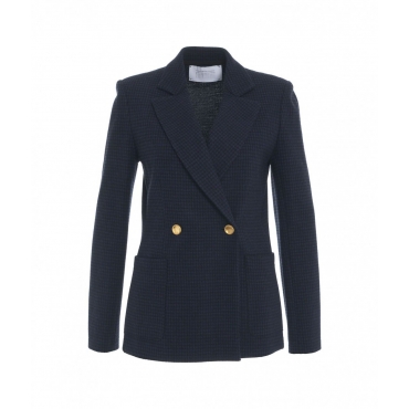 Blazer doppiopetto in misto lana vergine blu scuro