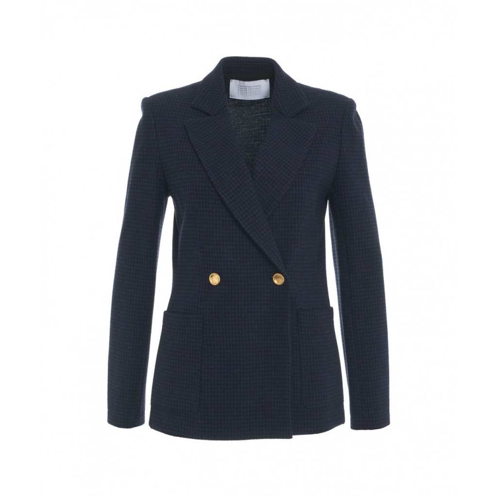 Blazer doppiopetto in misto lana vergine blu scuro