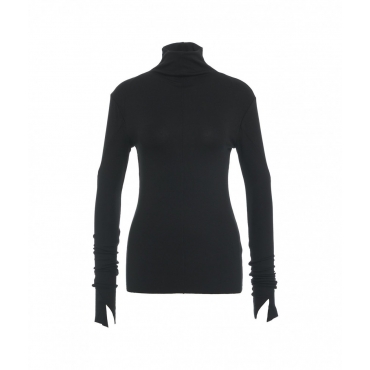 Long sleeve shirt in viscosa nero