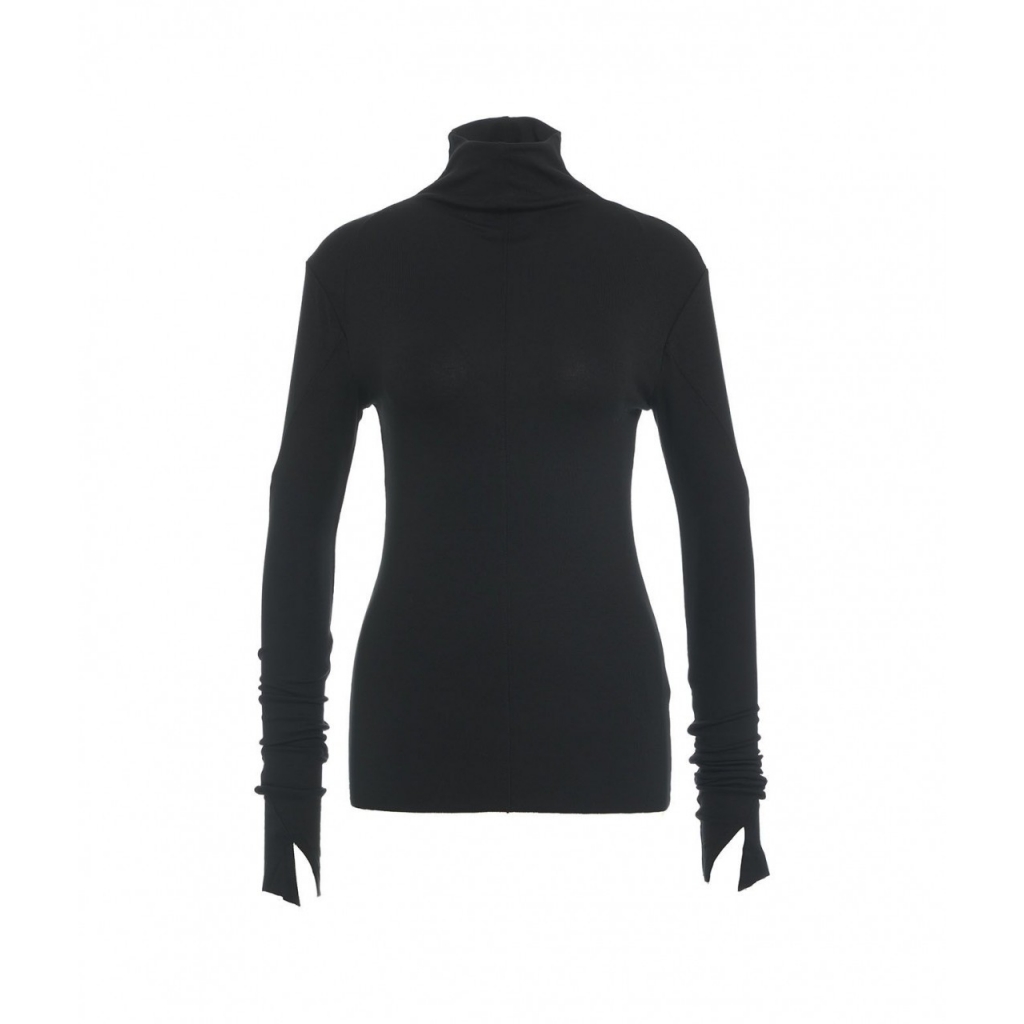 Long sleeve shirt in viscosa nero