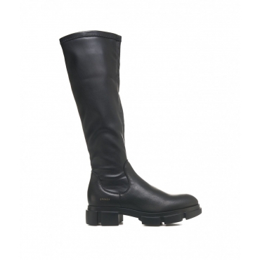 Stretch boots in pelle liscia nero