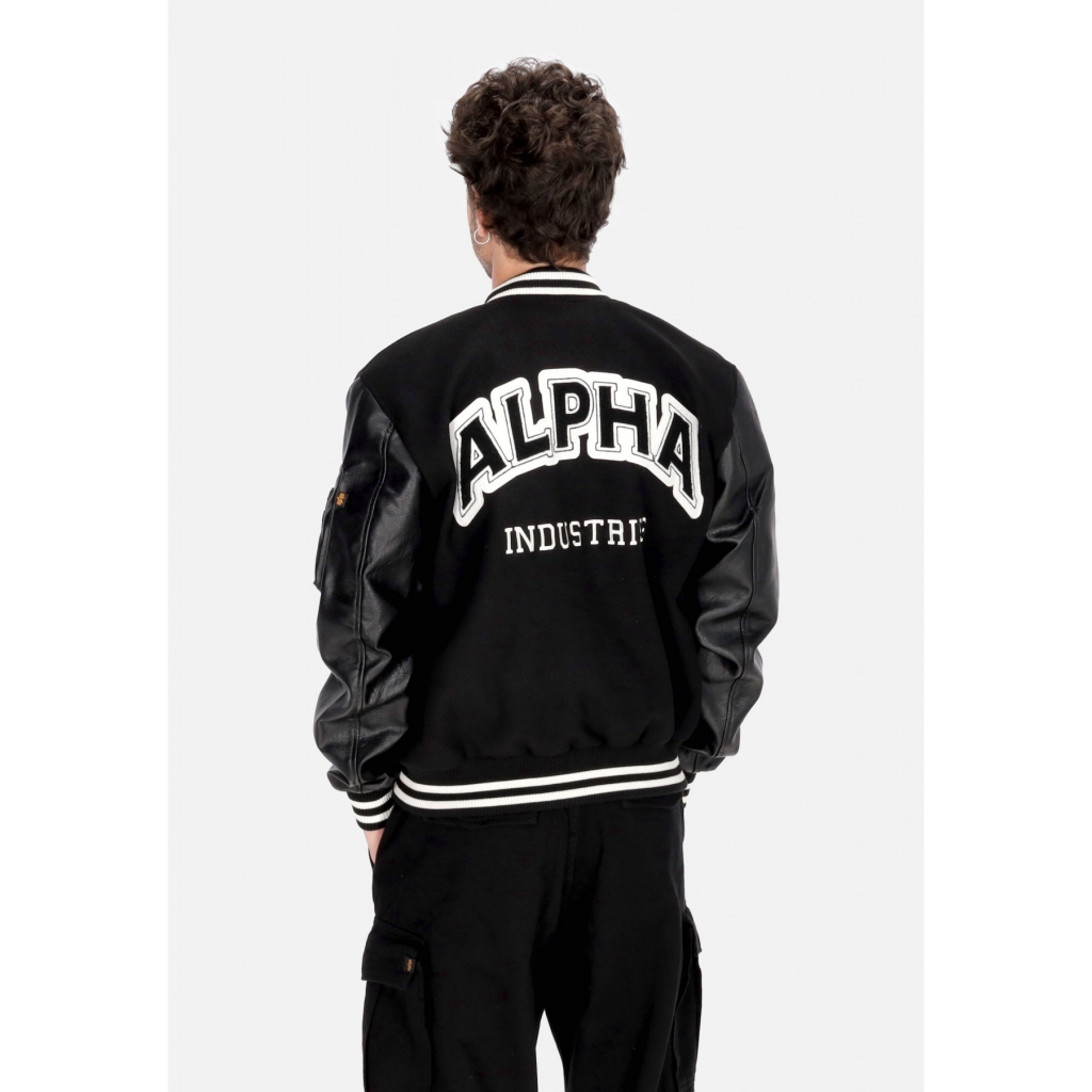 giubbotto college uomo pu college jacket BLACK