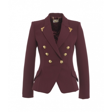 Giacca doppiopetto in crepe stretch bordeaux