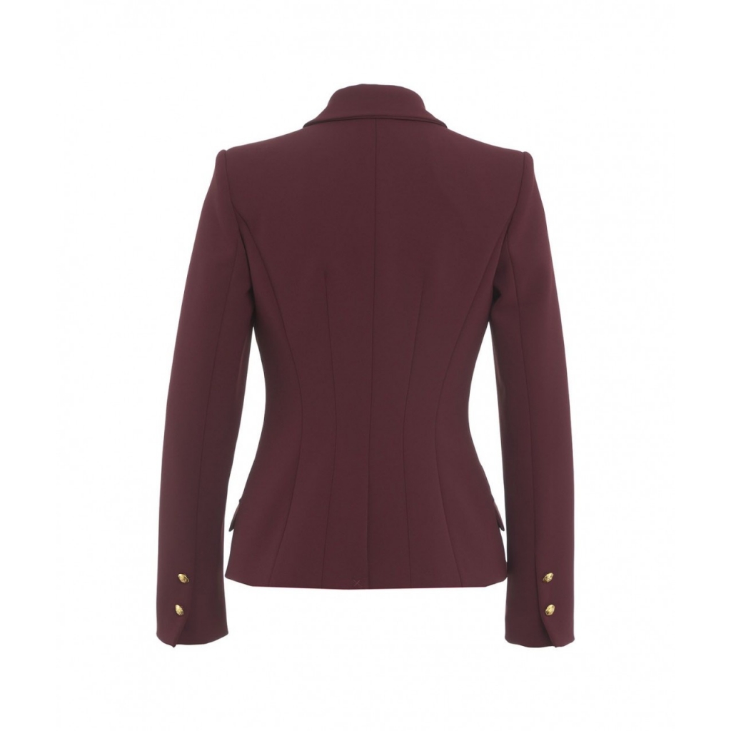 Giacca doppiopetto in crepe stretch bordeaux