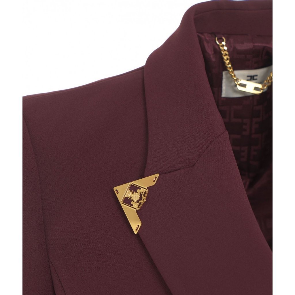 Giacca doppiopetto in crepe stretch bordeaux