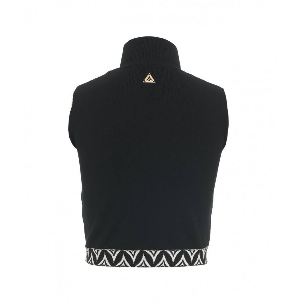 Cropped top con motivo jacquard nero