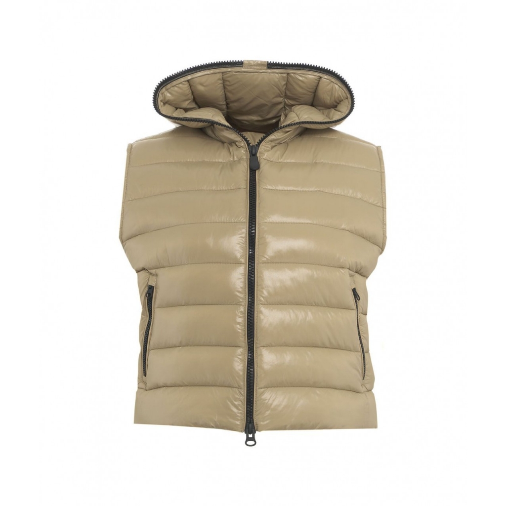 Gilet trapuntato in eco piuma beige