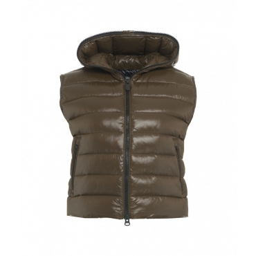 Gilet trapuntato in eco piuma oliva