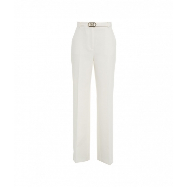 Pantalone chino straight in twill bianco