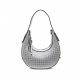 Mini borsa a spalla con strass argento