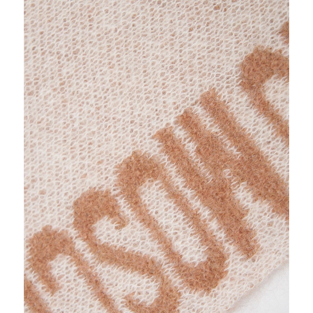 Sciarpa in mohair con logo beige