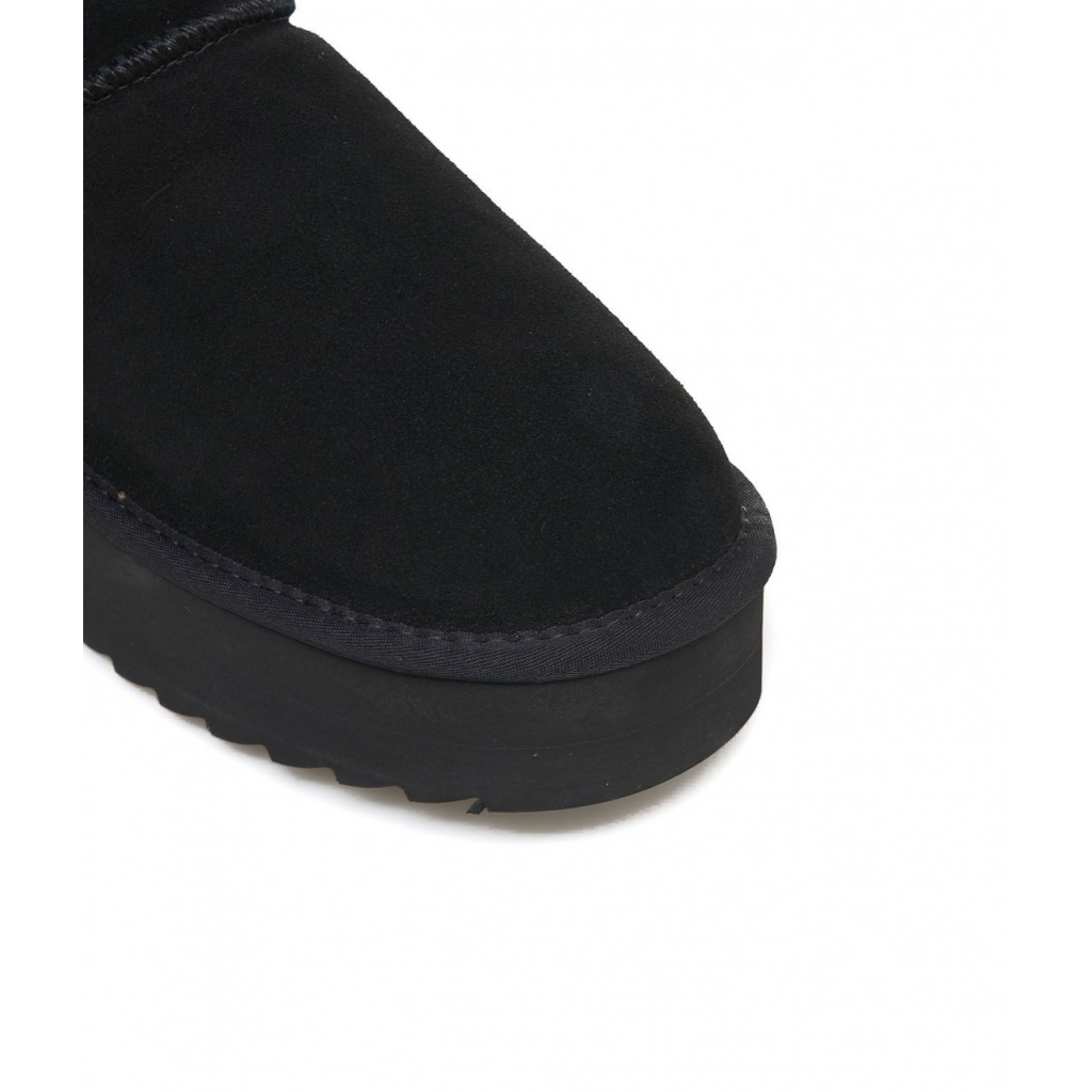 Platform boots in pelle scamosciata nero