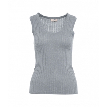 Top in maglia lurex grigio chiaro