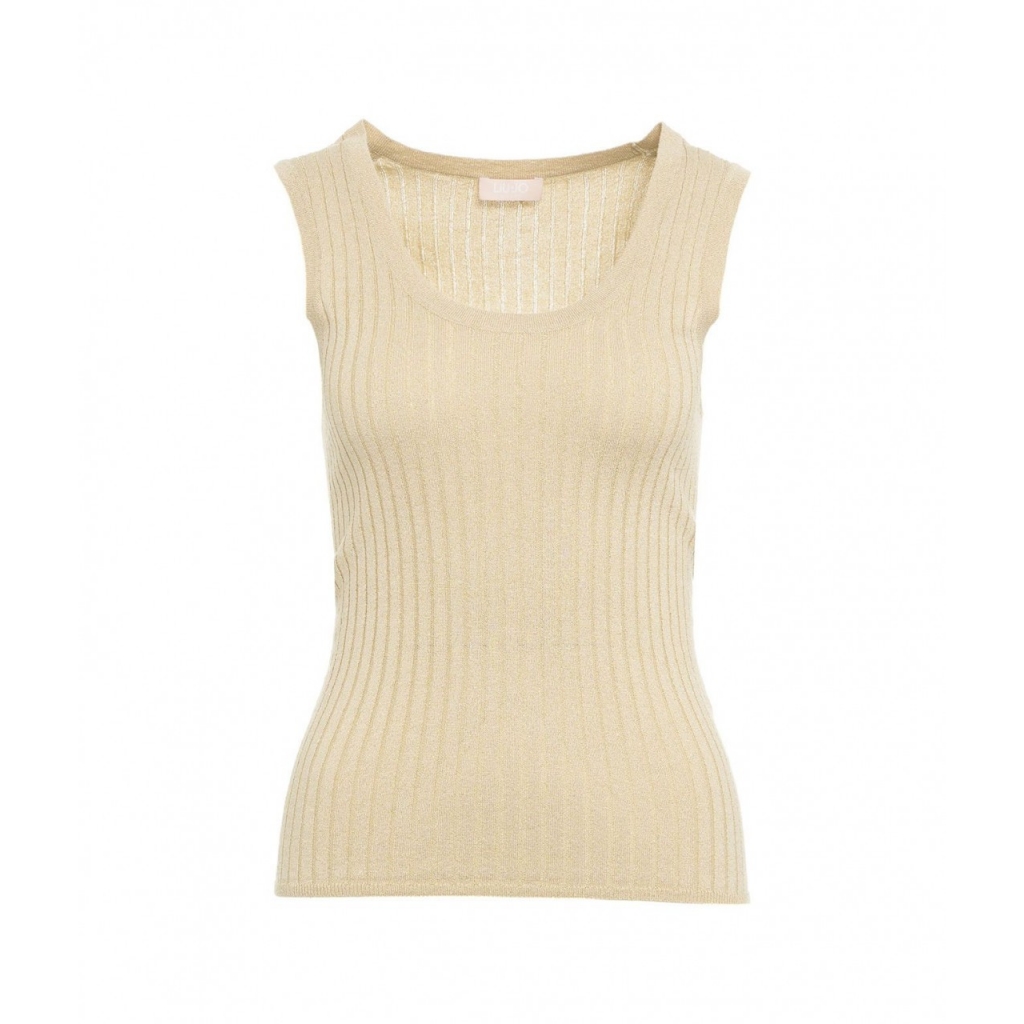 Top in maglia lurex oro