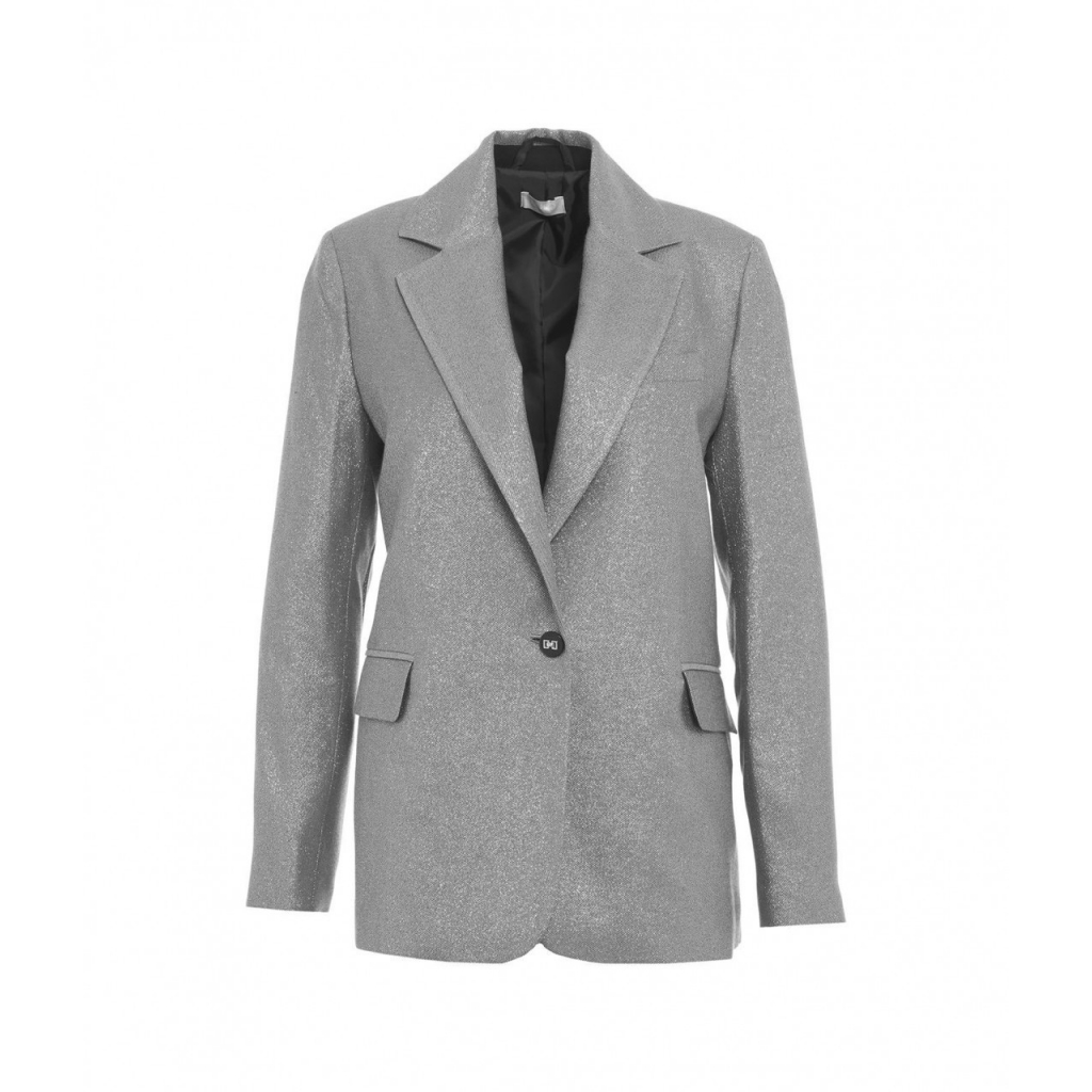 Blazer monopetto in lurex argento