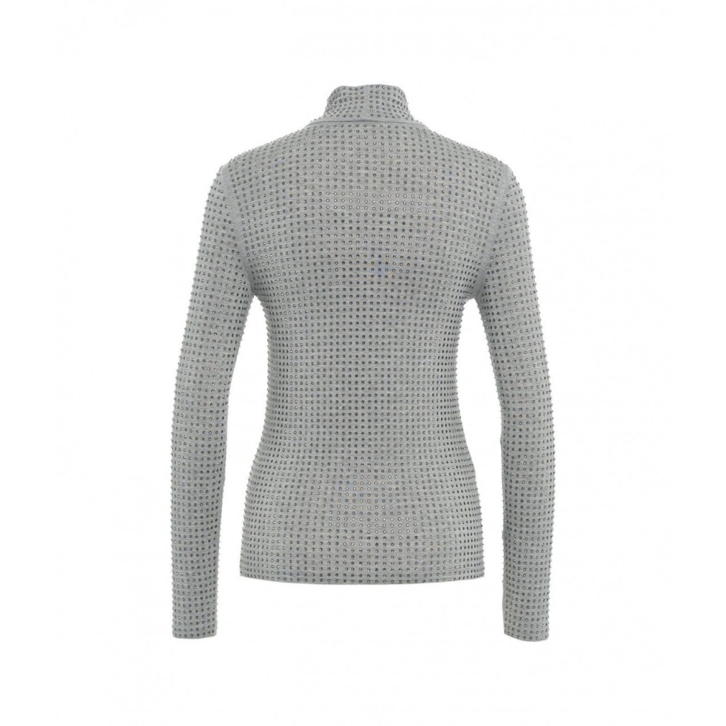 Maglia jersey con strass grigio