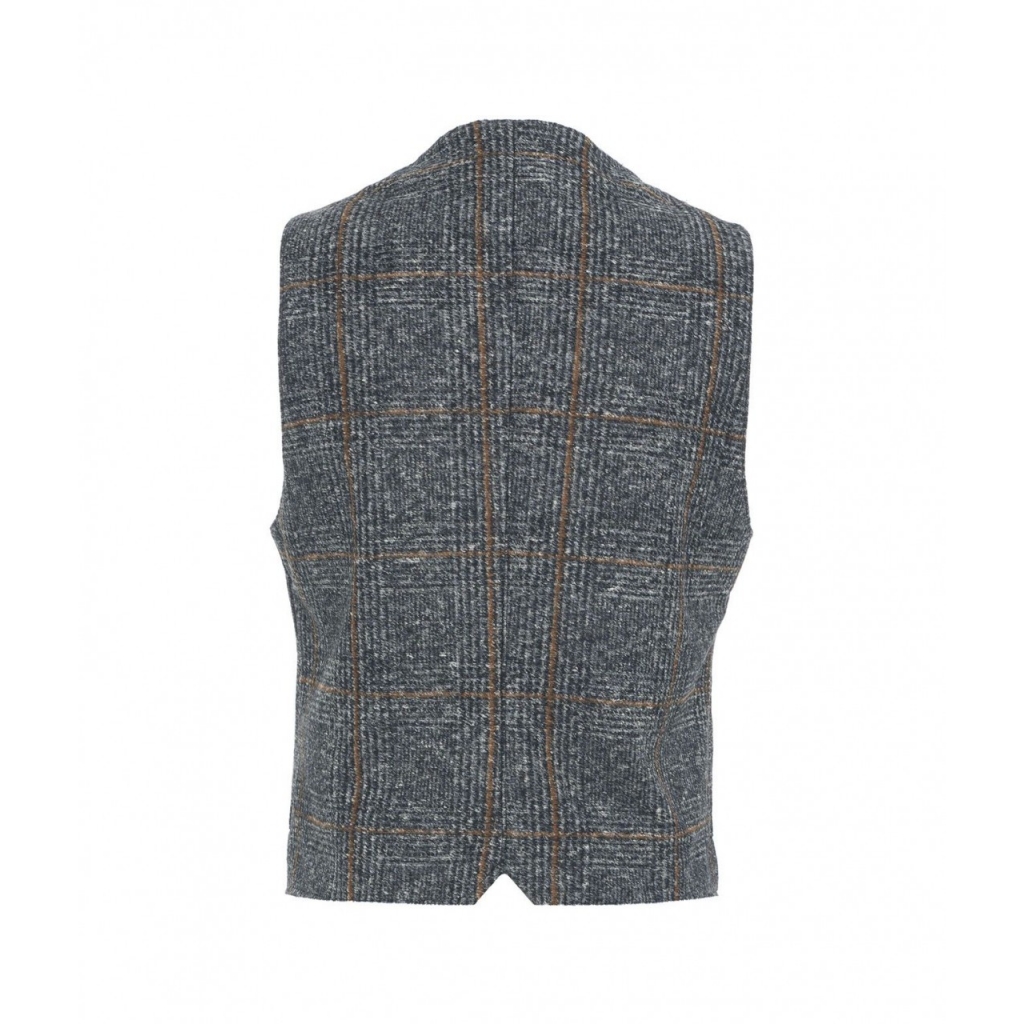 Gilet monopetto in glencheck blu