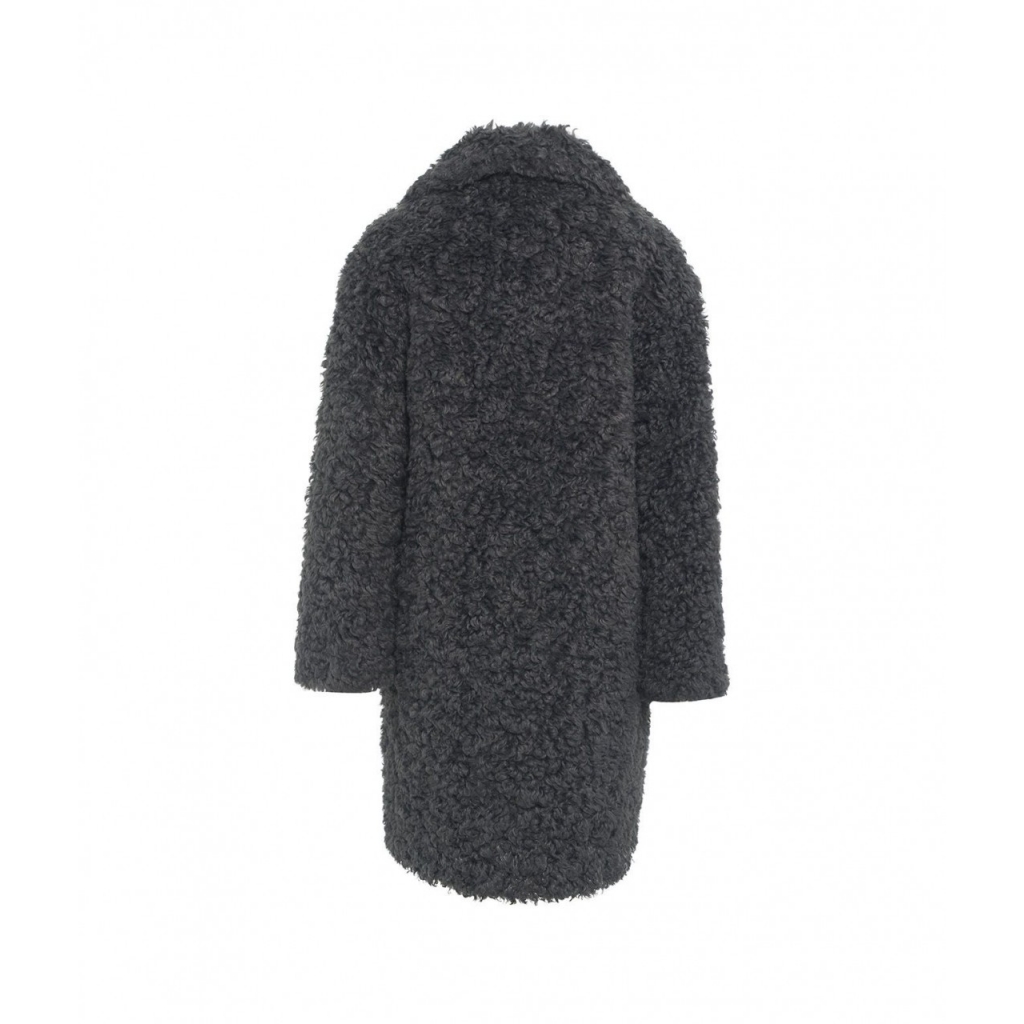 Cappotto in eco-pelliccia Camille Cocoon grigio scuro