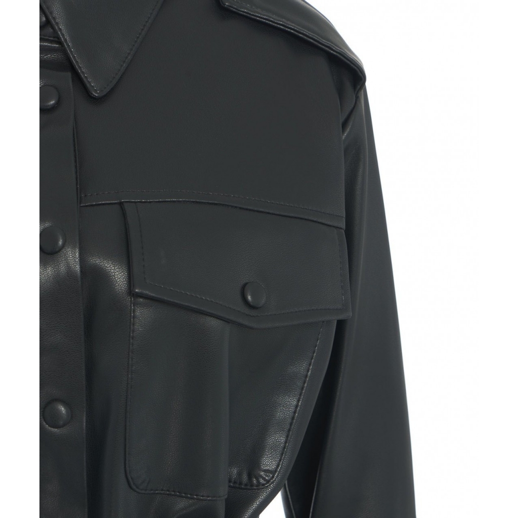 Overshirt in ecopelle nero