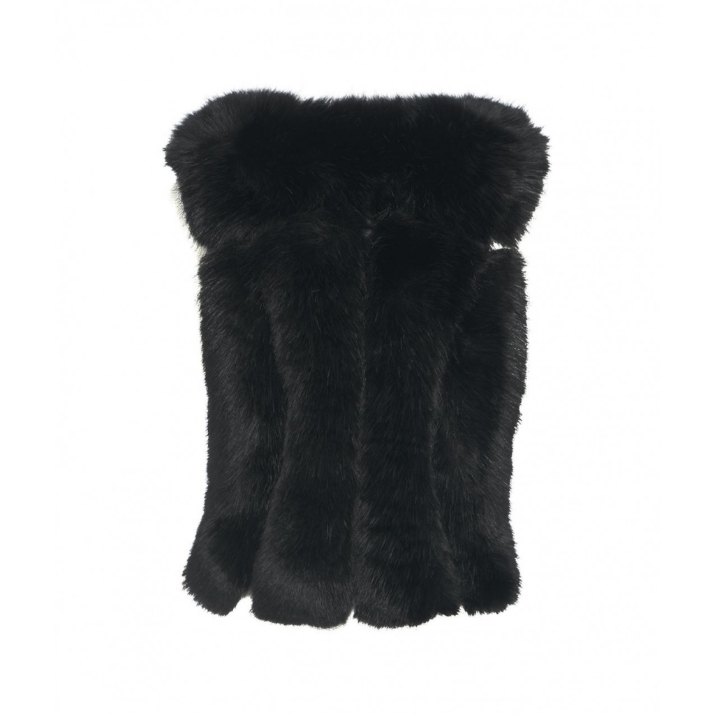 Gilet in faux fur con cinturini nero