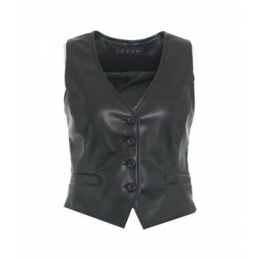 Gilet in ecopelle nero