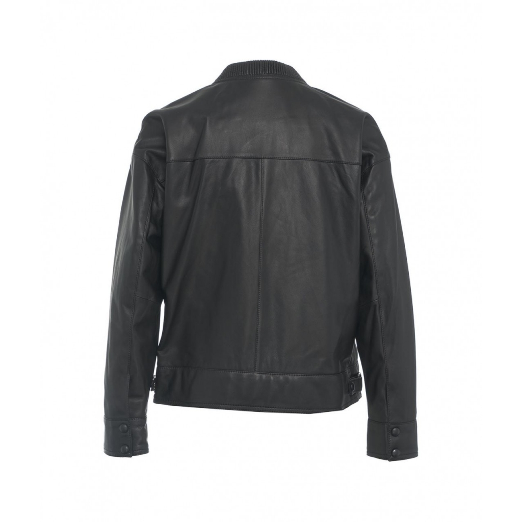 Giacca bomber in pelle nero