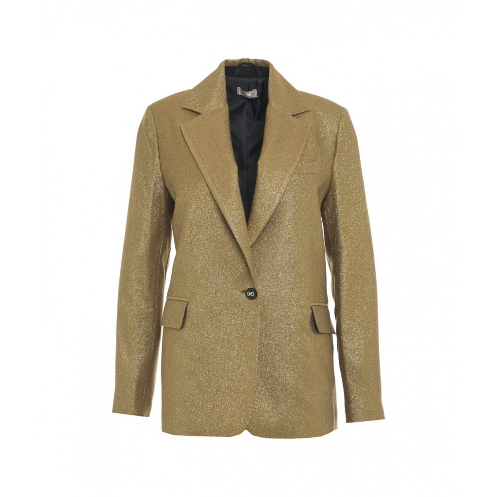 Blazer monopetto in lurex oro