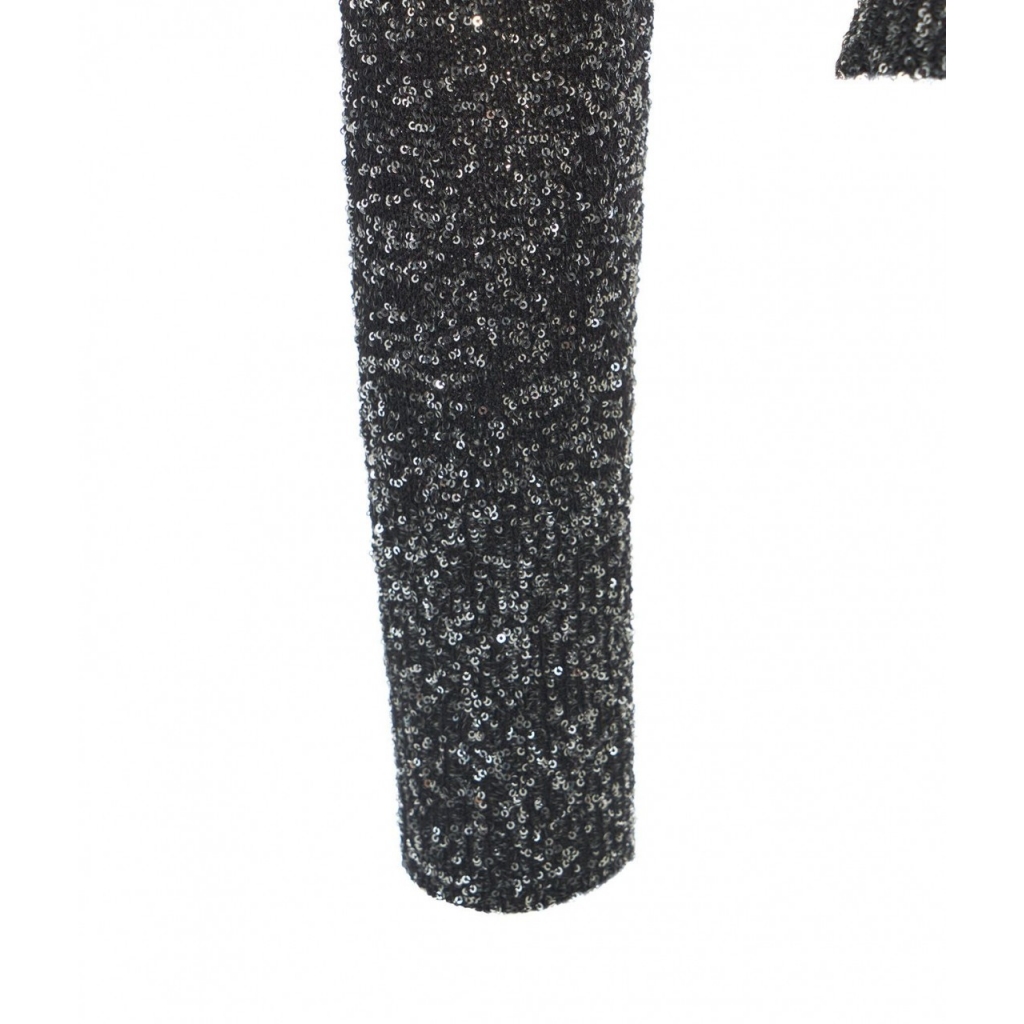 Top a maniche lunghe con paillettes nero