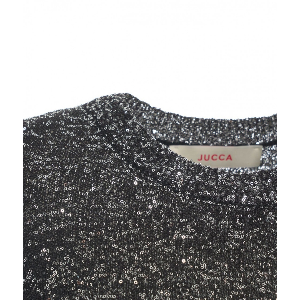 Top a maniche lunghe con paillettes nero