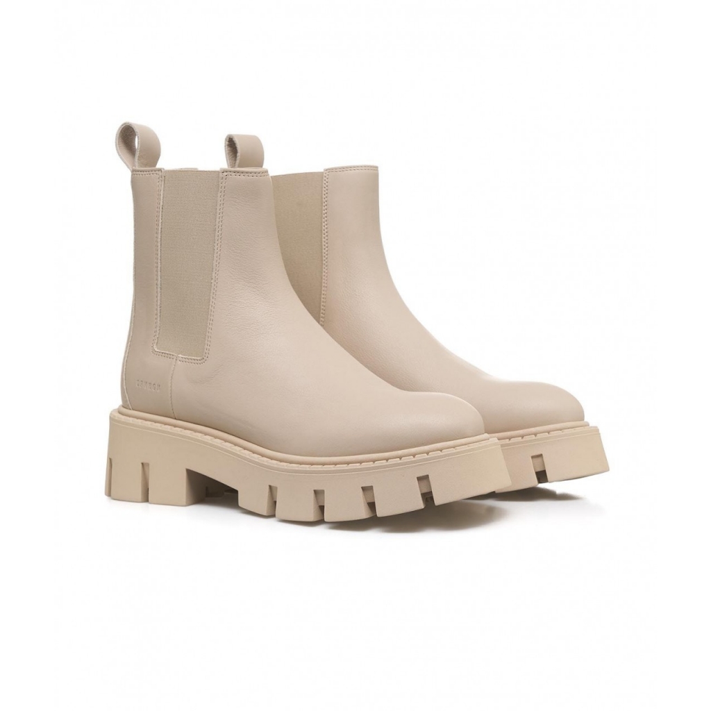 Chelsea boots in pelle liscia beige