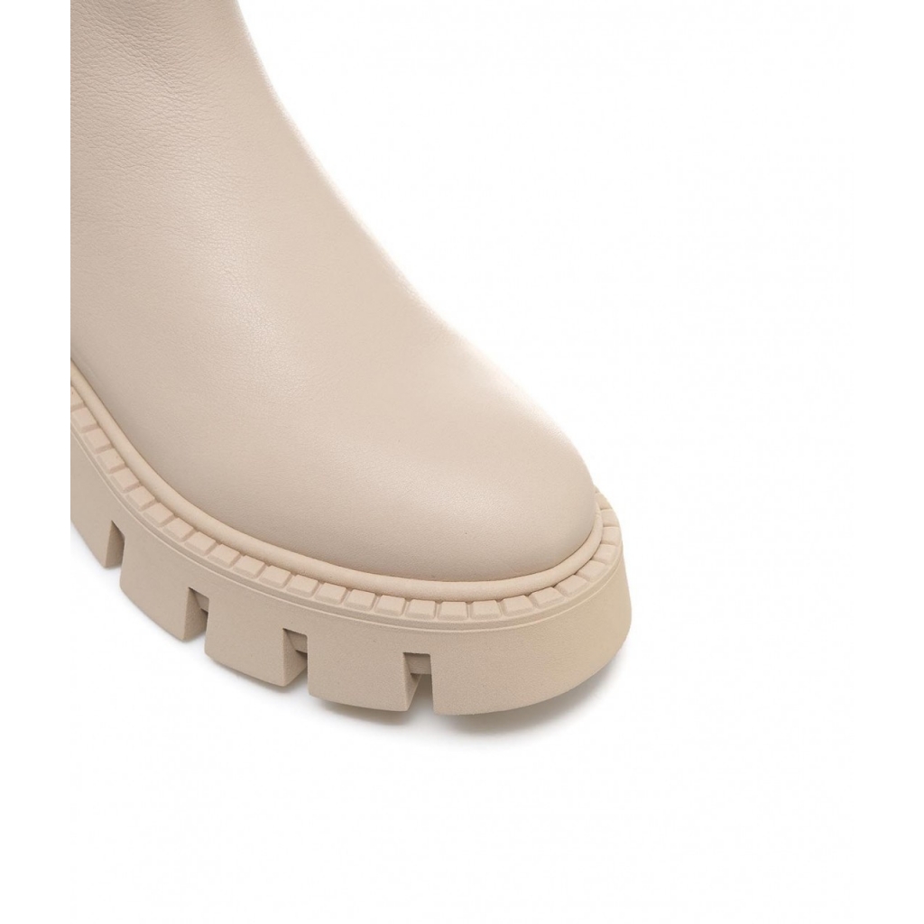 Chelsea boots in pelle liscia beige