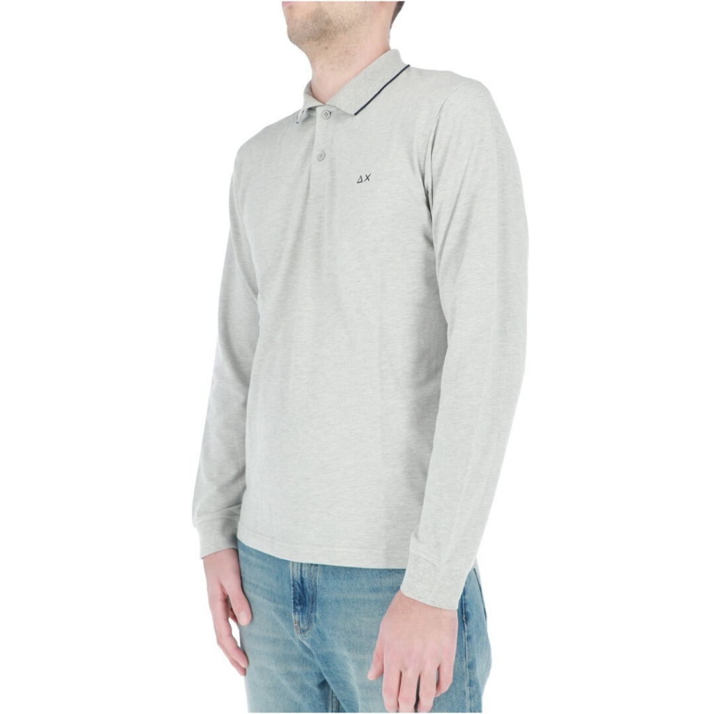 Polo Sun 68 Uomo Small Stripes Manica Lunga 34 GRIGIO MEDIO