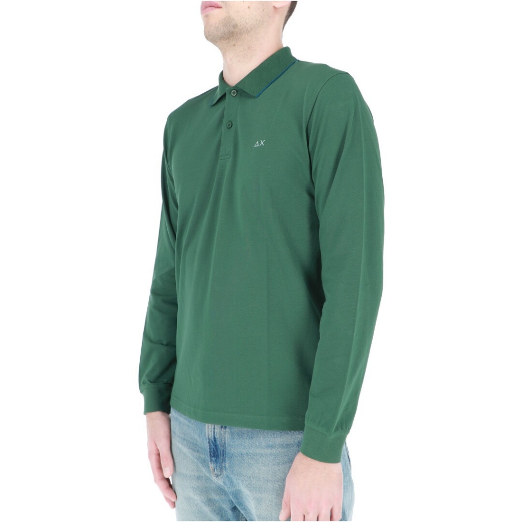 Polo Sun 68 Uomo Small Stripes Manica Lunga 37 VERDE SCURO