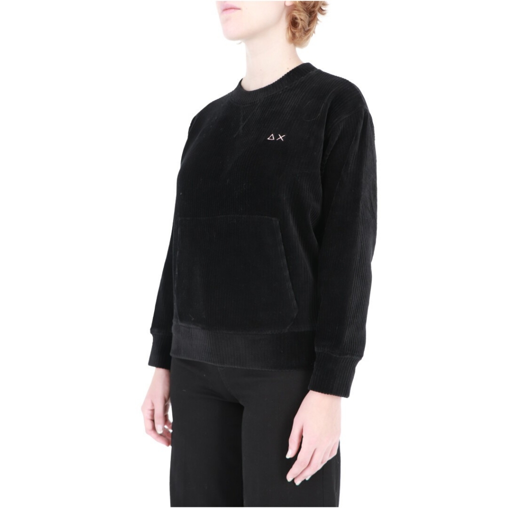 Maglia Sun 68 Donna Round Neck Corduroy 11 NERO