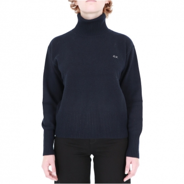 Maglia Sun 68 Donna Turtle Neck Solid 07 NAVY BLUE