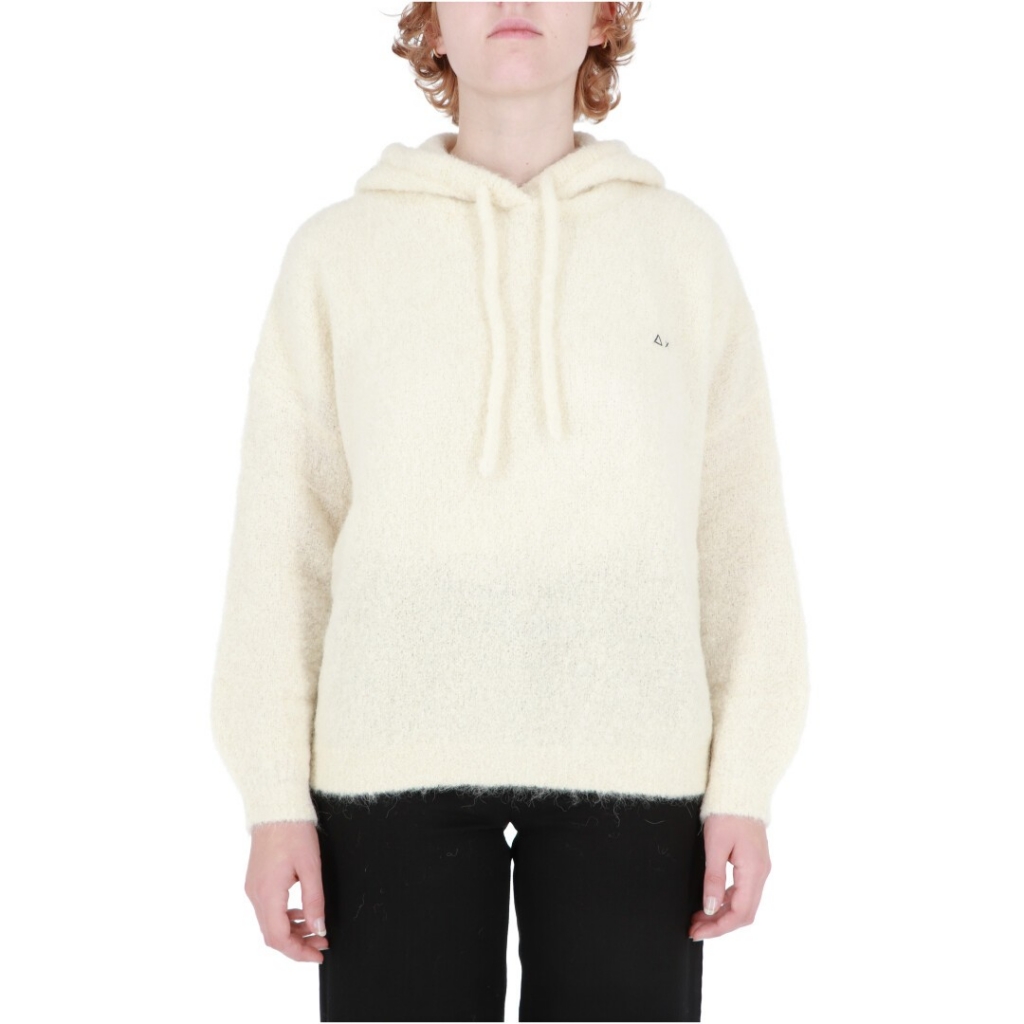 Maglia Sun 68 Donna Hoody Boucle 01 BIANCO