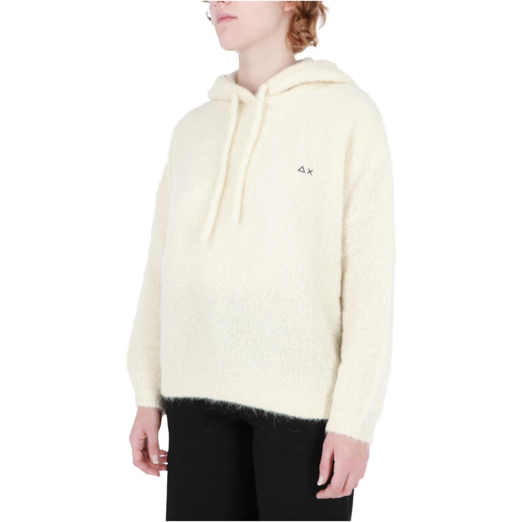 Maglia Sun 68 Donna Hoody Boucle 01 BIANCO